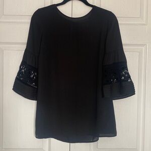 Elegant Black Lace Sleeve Women's Top